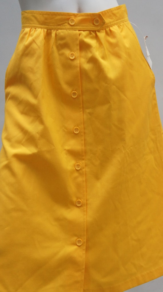 Vintage 70s Dead Stock Yellow A-Line Skirt With T… - image 5