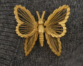 Vintage 70s-80s  Monet Butterfly Brooch Costume Jewelry Retro Gift