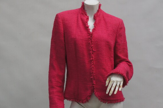 Nordstrom Hot Pink Boucle Blazer Jacket With Fringe Size Large Etsy