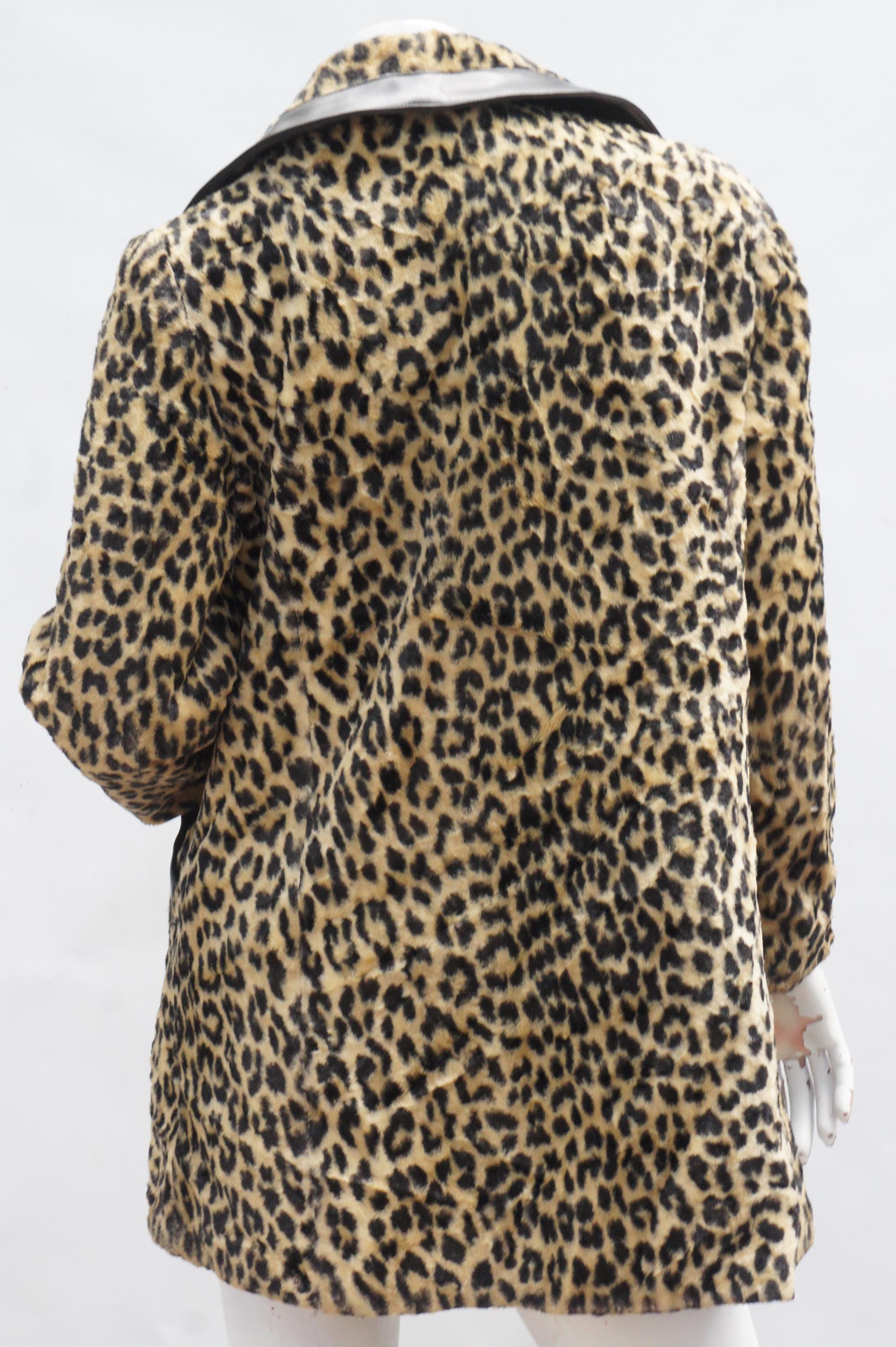 Vintage 60 Leopard Print Faux Fur & Vinyl Coat Jacket Union