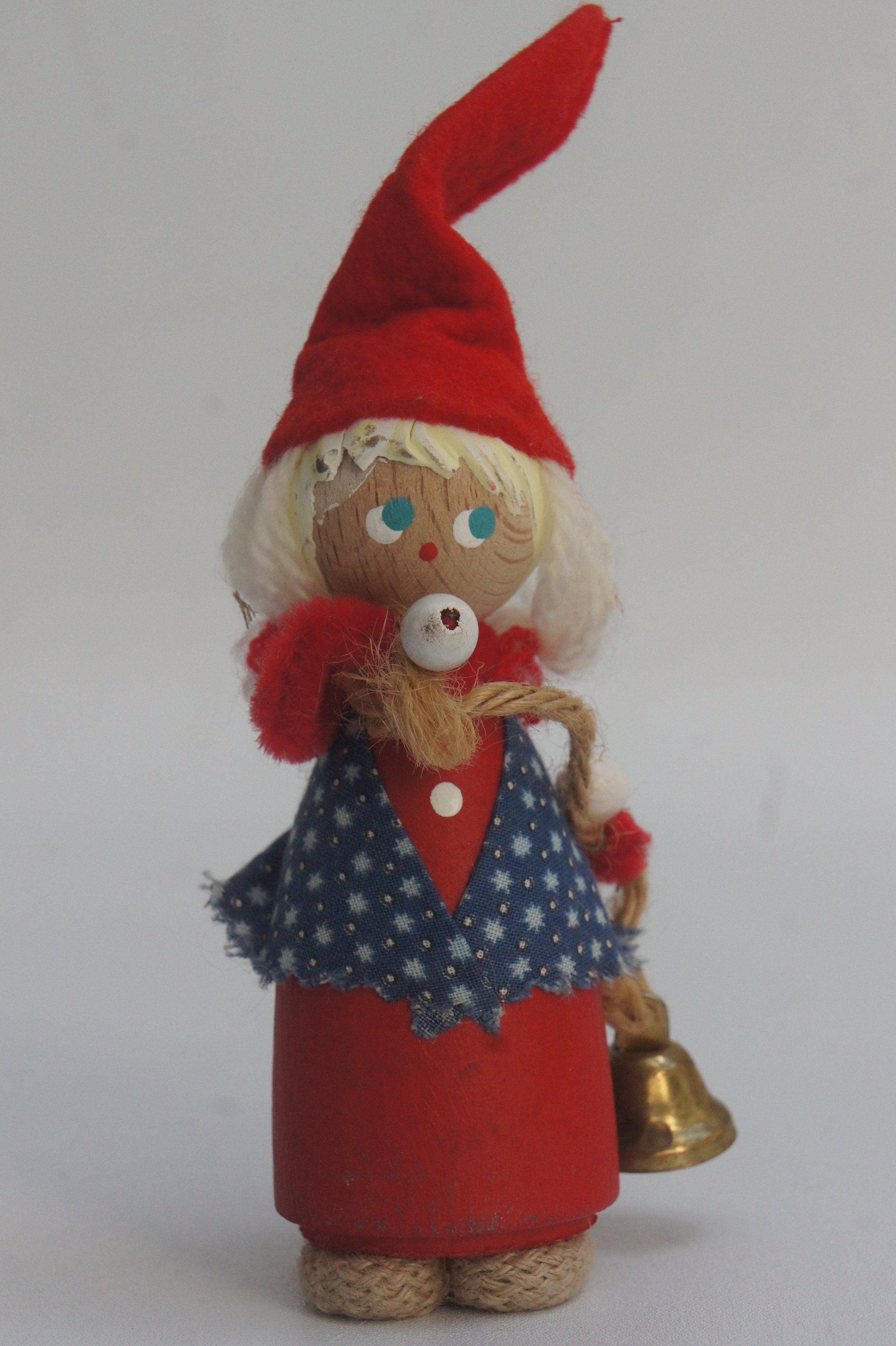 KASMA LTD 人形　輸入雑貨　アンティーク Vintage Danish Wooden Gnome Peg Doll by Lars H Figure Denmark