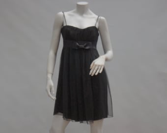 Vintage Y2k Black Babydoll Chiffon Mini Dress Goth Prom Retro Little black Dress