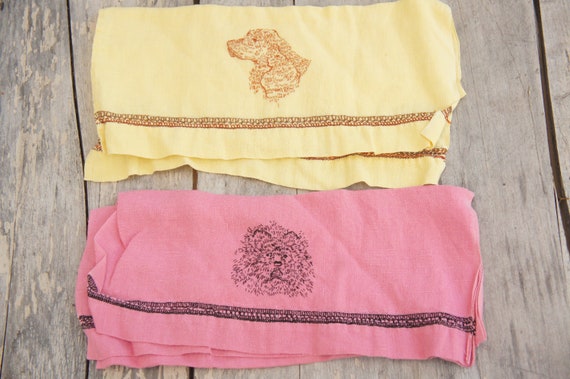 Vintage 40s-50s Embroidered Dogs Napkins/tea - Etsy