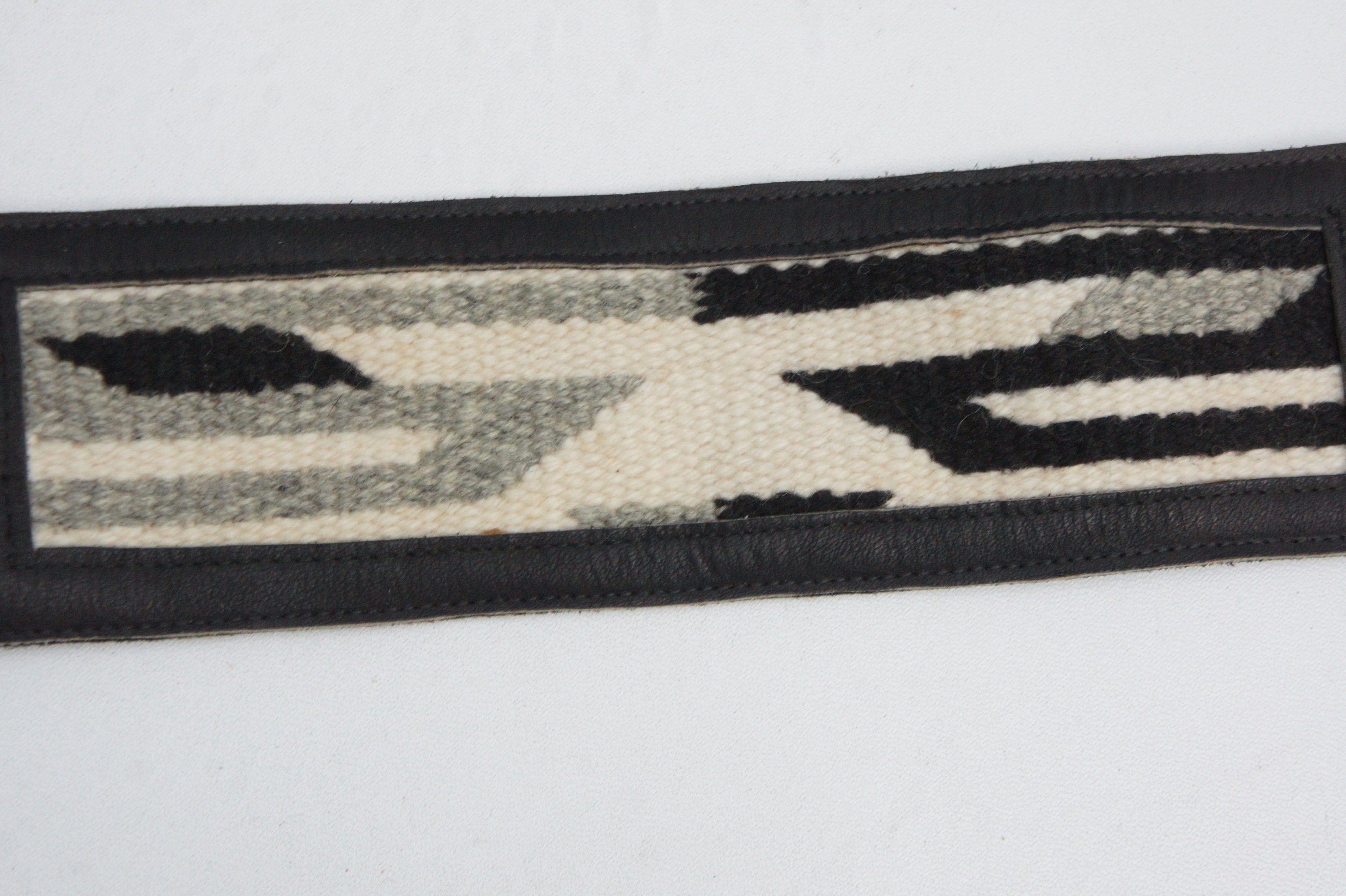 Vintage Woven and Leather Tribal Southwestern Navajo Belt 