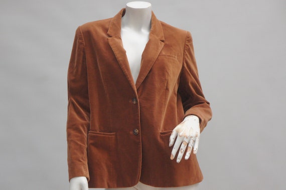 Vintage 70s Women's Brown Velvet Blazer Jacket by… - image 10