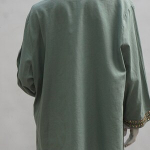 Carole Little Sage Green Linen Cotton Blend Tunic Top Blouse Plus Size 3X Boho Lagenlook image 3