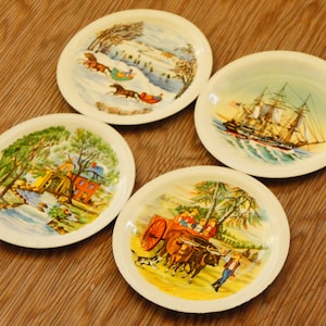 Vintage 40s-50s Litho Ideal Toy Company Metal Tin Plates Retro Mid Century Collectibles