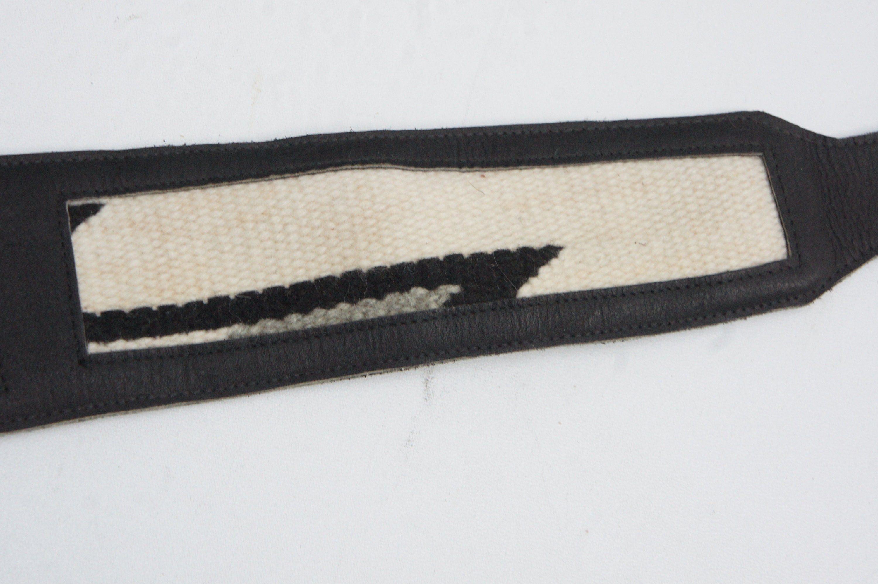 Vintage southwestern woven black fabric leather boho wide belt Southwestern Embroidery Top Grain Leather Belt - Western Express main image 3
