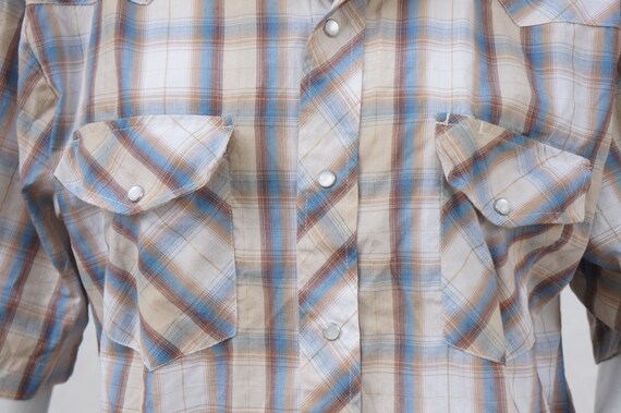 Vintage Men's Plaid Short Sleeve Western Shirt Co… - image 5
