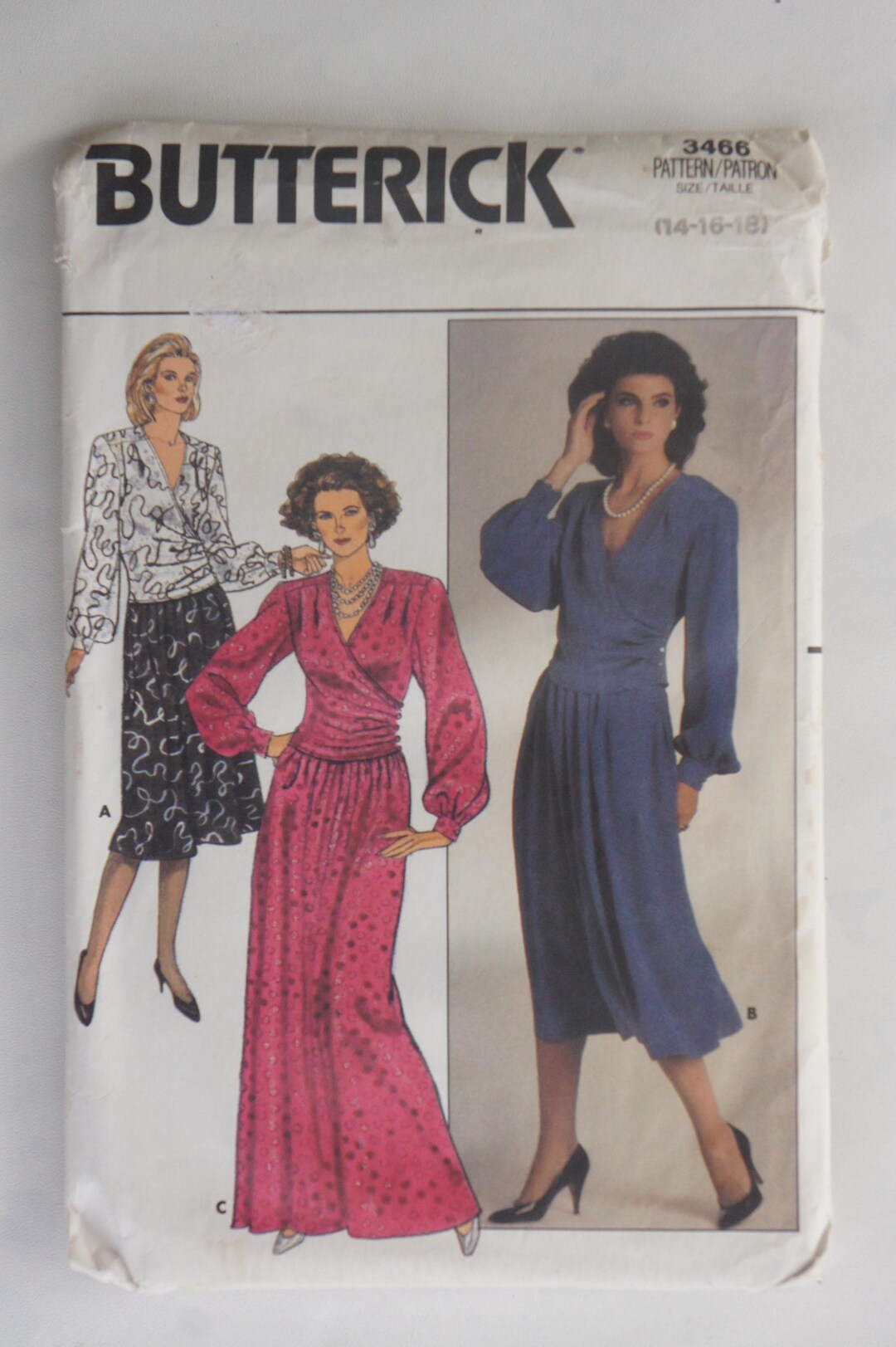 Vintage 80s Butterick 3466 Misses Top & Skirt Sewing Pattern Uncut Size ...