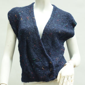 Vintage 80s Women&#39;s Knit Sweater Vest Retro Confetti Knit Cottagecore Boho