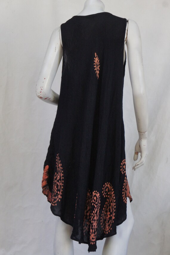 Vintage Embroidered Batik Paisley Print Indian Dr… - image 5