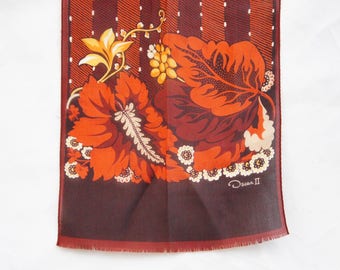 Lenço vintage Oscar De La Renta dos anos 60/70, estilo boho retrô, meados do século XX, alta costura, presente de designer.