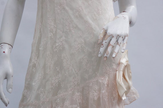 Vintage 80s-90s 30s Style Creme Lace Dress Romant… - image 4