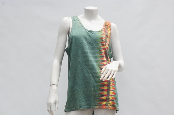 Vintage Tie Dye Knit Cotton Tank Top Hippie Boho … - image 9