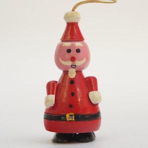 Vintage Wooden Santa Christmas Ornament Peg Doll Cottagecore Farmhouse