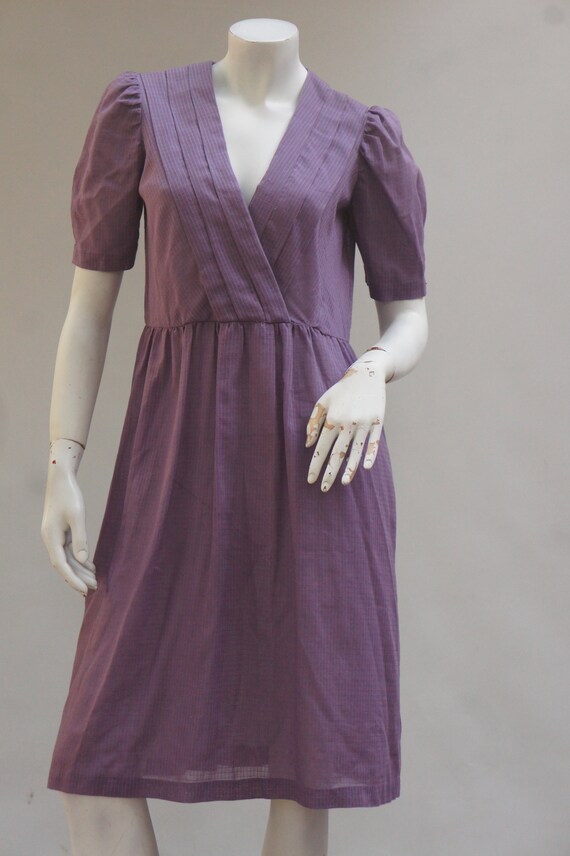Vintage 70s-80s Sheer Purple Midi Dress with Puff… - image 8