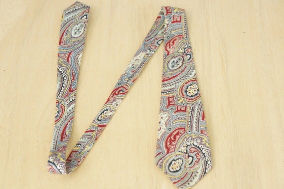 Vintage 40s Men's Paisley Print Silk Necktie Tie … - image 8