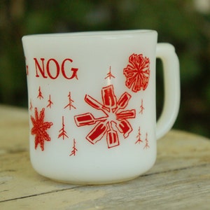 Vintage 60s Fire King Egg Nog Milkglass Christmas Cup Mug Retro Mid Century