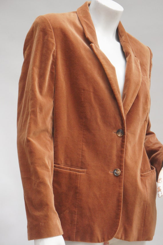 Vintage 70s Women's Brown Velvet Blazer Jacket by… - image 5