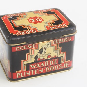 Vintage Art Deco Style Dutch Tin Box Canister By Douwe Egberts Collectible Cottagecore