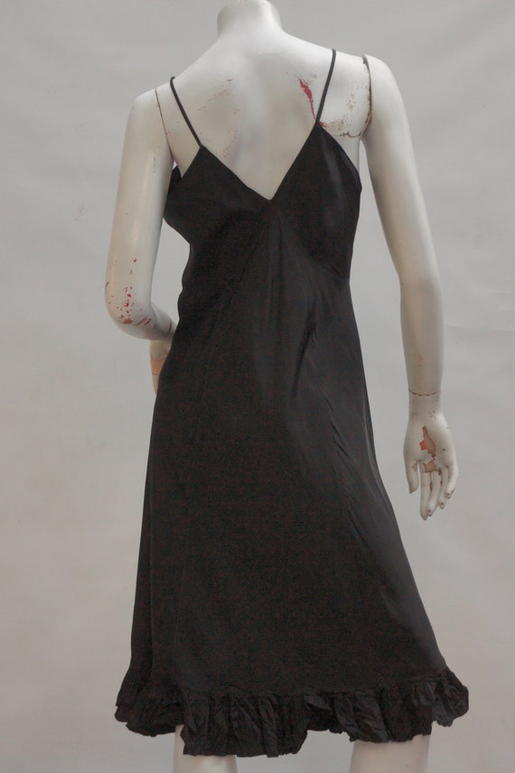 Vintage 30s Black Rayon Slip Dress Lingerie Art d… - image 3