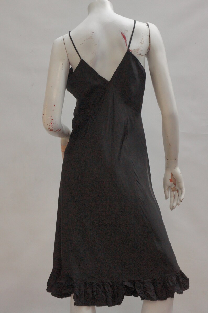 Vintage 30s Black Rayon Slip Dress Lingerie Art deco Little Black Dress image 3