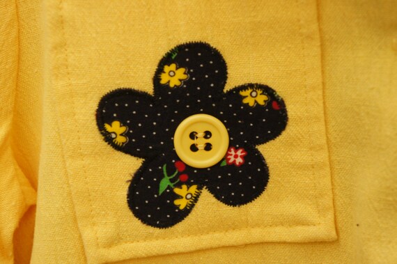 Vintage 70s Yellow Flower Applique Blouse Shirt T… - image 4