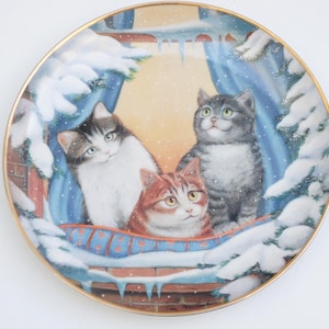 Vintage Cat Print Plate Limited Edition By Franklin Mint Furry Flurry Catlovers Gift Crazy Catlady Home Decor Cottagecore Collectible