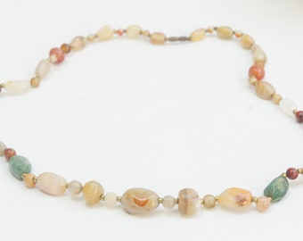 Vintage Beaded Mixed Stones Necklace Jewelry Gift - Etsy
