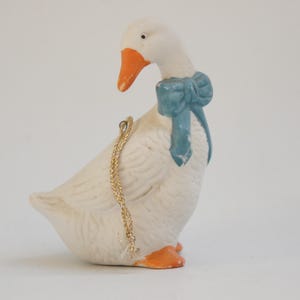 Vintage 80s Bisque Porcelain goose Figurine Ornament Country Style Farmhouse Cottagecore Gift Collectible