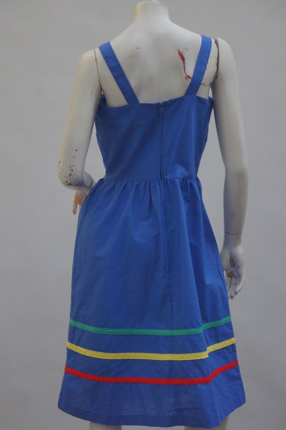 Vintage 70s Applique Trim Sun Dress Boho Hippie R… - image 6
