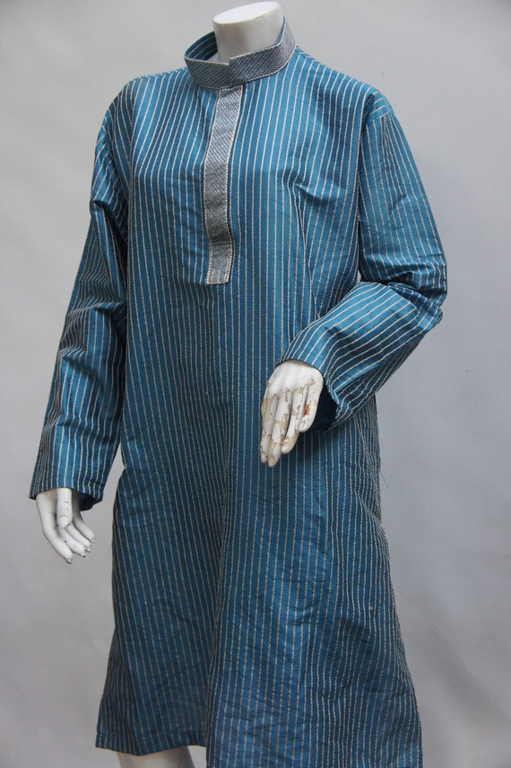Vintage Craft India Teal Silk Kurta Shirt Dress L… - image 4