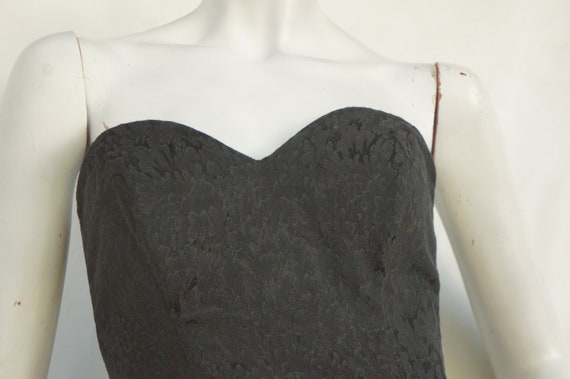 Vintage 80s Strapless Mini Dress With Sequin Ruff… - image 2