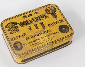 Vintage Wolverine Brass Works Tin With Screws Collectible
