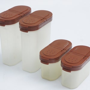 Vintage Tupperware Brand Modular Brown And Clear Spice Containers Set Kitchen Organizers Storage Modular Shakers
