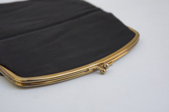 Vintage 50s-60s Black Kiss Lock Clutch Purse Bag … - image 10