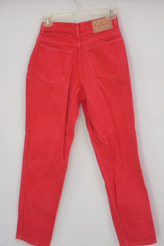 Vintage High Waist Tapered Red Denim Jeans High R… - image 6
