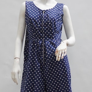 Vintage 50s Zipper Front Polka Dot Romper Jumpsuit Playsuit Retro Mid Century Cottagecore Grannycore Beach