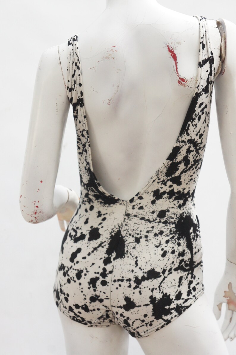 Vintage 60s Swedish Jersea of Sweden Black and White Abstract Print