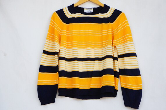 Vintage 50s-60s Women's Striped Sweater By Norton… - image 1