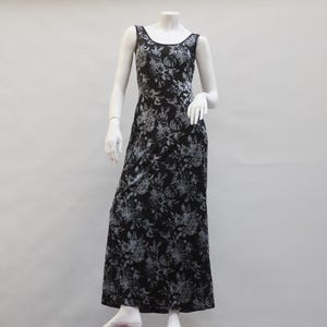Vintage 90s-Y2k Black Layered Floral Print Mesh Maxi Dress By Rampage Boho Retro Prom Goth