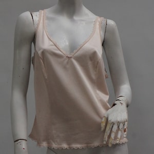 Vintage Lace Trim Peach Pink Nylon Camisole Lingerie By Mongomery Ward Tank Top Slip Top Grannycore Cottagecore Mid century