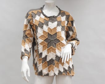 Chemisier haut tunique matelassé en patchwork Boho Cottagecore