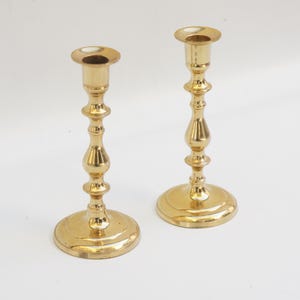 Vintage 70s-80s Brass Candlestick Holders Retro Boho Cottagecore Hollywood Regency Home Decor image 4