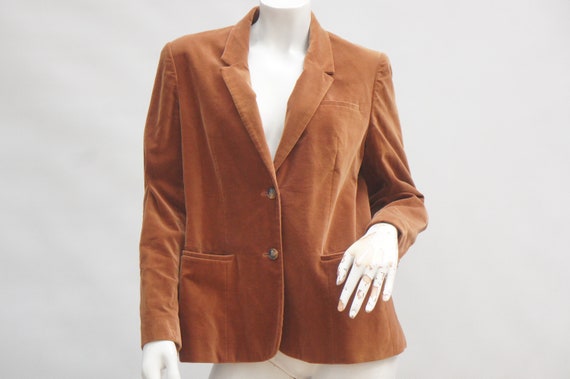 Vintage 70s Women's Brown Velvet Blazer Jacket by… - image 1