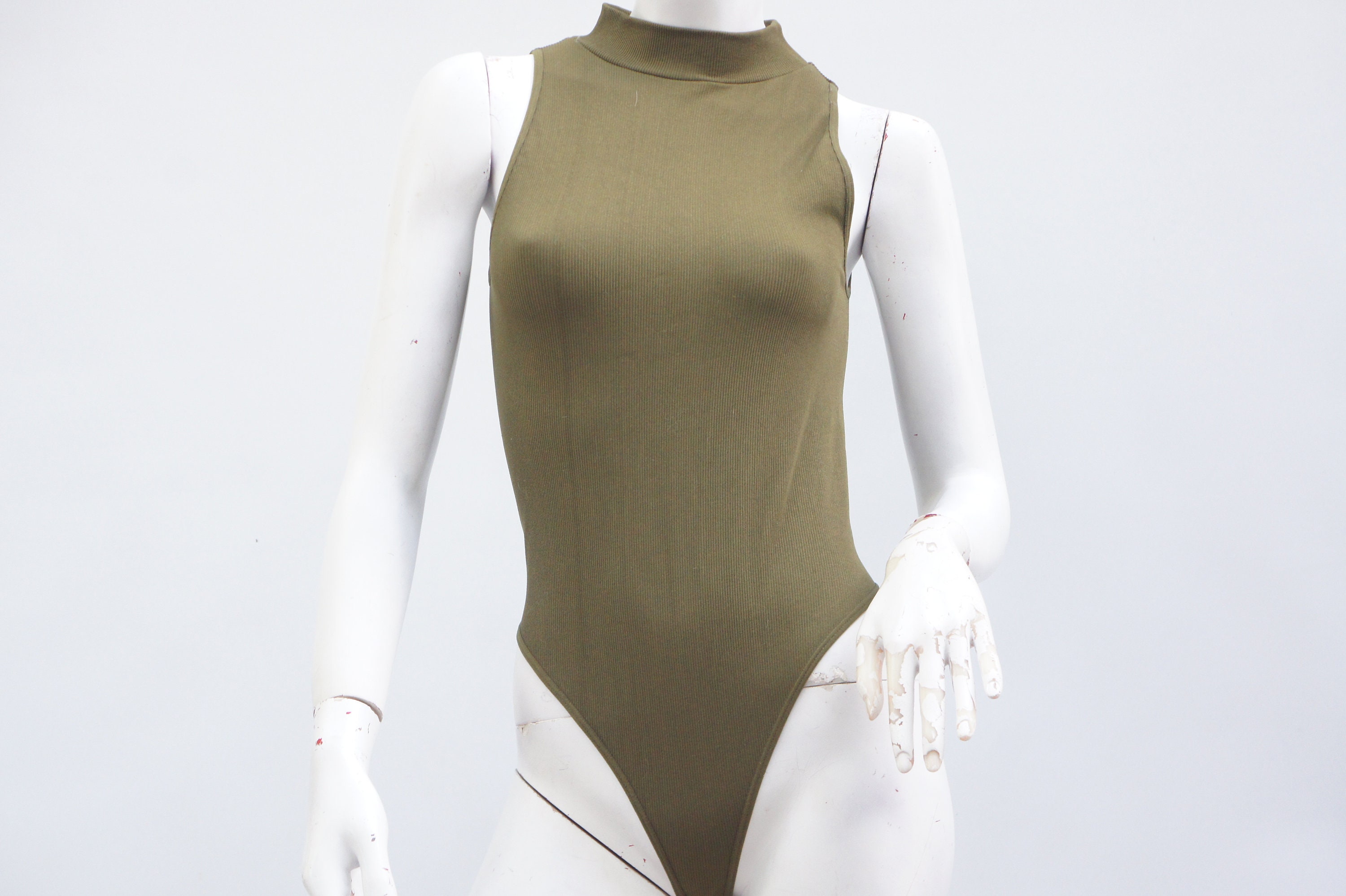 Turtleneck Bodysuit with sleeve - Militar Green