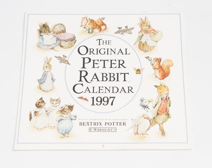 Pest Rabbit Calendar Vintage 90s Original Peter Rabbit Beatrix Potter Calendar Collectible ...