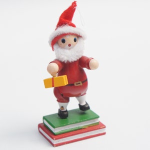 Vintage Wooden Santa Christmas Ornament Peg Doll Figurine Cottagecore Farmhouse