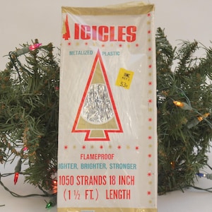Vintage Dead Stock Package Of Christmas Icicles Tinsel Retro Mid Century Home Decor Cottagecore Farmhouse Retro Mid Century Modern